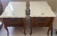 2 Marble Top Side Tables 29x19x21