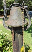 Cast Iron Dinner Bell Mounted To Pole. Buyer To