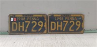 (2) Vintage License Plates (PA 1948)