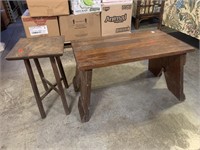 Wooden Bench & Plant Stand