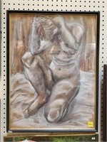 Naked Woman Chalk Drawing in Frame