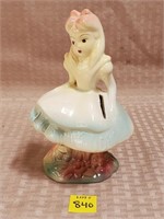 Vintage Alice in Wonderland Porcelain Bank