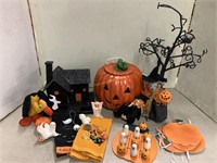 Halloween decorations - ceramic lighted pumpkin,