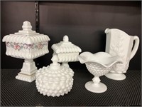 Milk glass lot - Westmoreland & others