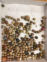 Lg Lot Clay marbles - var sizes