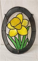 Vntg Oval Leaded Stain Glass