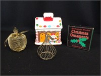 Ceramic Christmas Votive Holder With Oranments