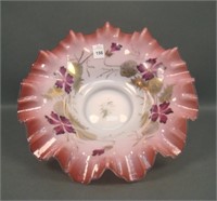 Victorian Cranberry Opalescent Ruffled Bowl