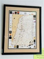 Print of wine labels & wineries map