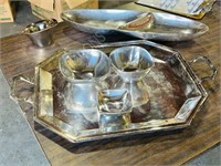 collection of serving items - pewter & stainless