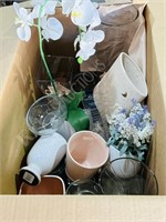 box of misc vases