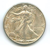 1942-P Walking Liberty Silver Half Dollar - Nice,