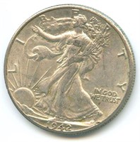 1942-P Walking Liberty Silver Half Dollar - XF-AU
