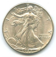 1942-P Walking Liberty Silver Half Dollar - AU