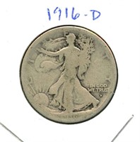 1916-D Walking Liberty Silver Half Dollar