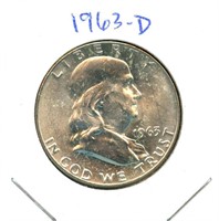 1963-D Franklin BU Silver Half Dollar