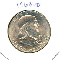 1963-D Franklin BU Silver Half Dollar