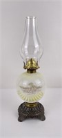Antique Oil Lamp with Brass and Iron Base