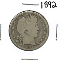 1892 Barber Silver Half Dollar