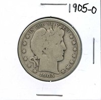 1905-O Barber Silver Half Dollar
