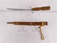 Burmese Knife with Handcarved Handle & Sheath