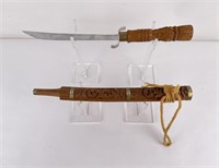 Burmese Knife with Handcarved Handle & Sheath