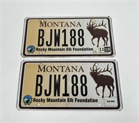 Matched Set Montana License Plates RMEF