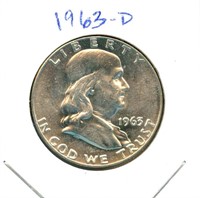 1963-D Franklin Silver Half Dollar - Uncirculated