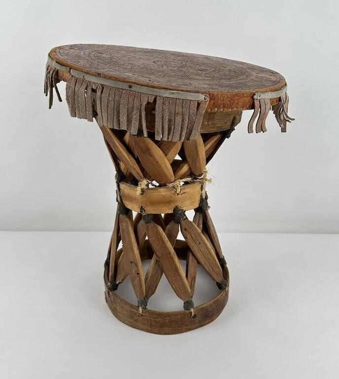 Vintage Mexican Equipale Cedar Leather Stool