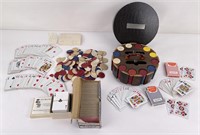 Large Collection of Clay Poker Chips and Cards