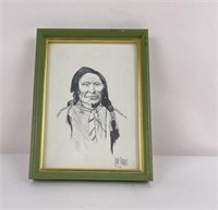 Dave Powell Montana Native American Pencil Drawing