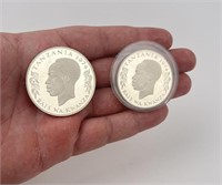 Tanzania 1974 Silver 25 50 Shilling Coins
