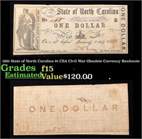 1861 State of North Carolina $1 CSA Civil War Obso
