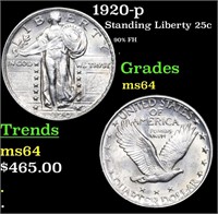 1920-p Standing Liberty Quarter 25c Grades Choice