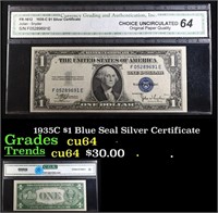 1935C $1 Blue Seal Silver Certificate Graded cu64