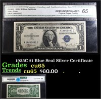 1935C $1 Blue Seal Silver Certificate Graded cu65