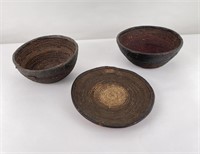 Nigerian Leather Rimmed Baskets
