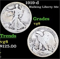 1919-d Walking Liberty Half Dollar 50c Grades vg,