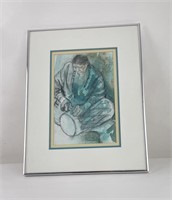 Ruth Frerichs Conte Crayon Indian Drawing