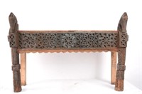 Antique Nuristan Highly Carved wood horse bench