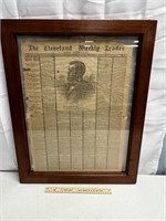 1885 Framed the Cleveland Weekly Leader Newspaper
