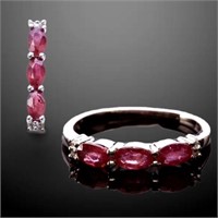 Ruby Red Glass & Topaz Pendant & Ring