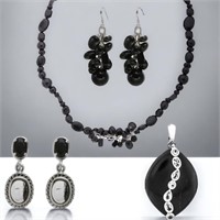 Amazing Black Agate Jewelry Set