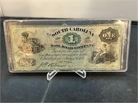 1873 South Carolina Railroad Company $1 Ticket