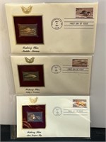 3 22 Kt Gold Stamp First Day Issue Covers