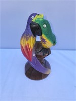 Wood carved parrots