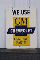 GM Genuine Parts Chevrolet Double Sided Tin Sign