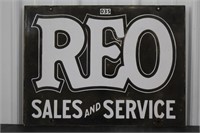 REO Sales And Service Double Sided Porcelain Sign