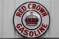Red Crown Gasoline Porcelain Sign DS 24"