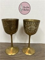 2 Turkish brass goblet chalices